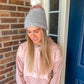 New! Chunky Knit Beanie - Gray and Pink