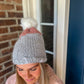 New! Chunky Knit Beanie - Gray and Pink