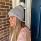 New! Chunky Knit Beanie - Gray and Pink