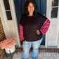 New! Gianna Black with Colorful Sleeves Top