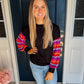 New! Gianna Black with Colorful Sleeves Top