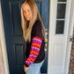 New! Gianna Black with Colorful Sleeves Top