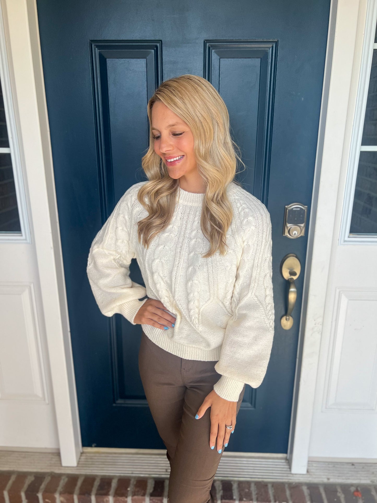 Millie Ivory Cable Knit Sweater