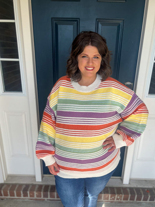 New! Rainbow Stripe Sweater