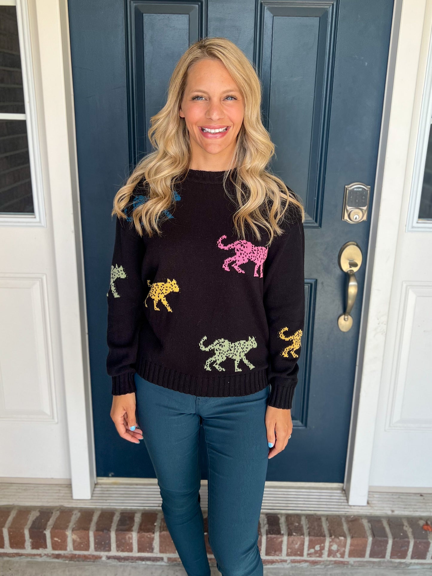 New! Black with Colorful Tigers Sweater