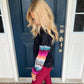 Black with Colorful Striped Sleeves Top