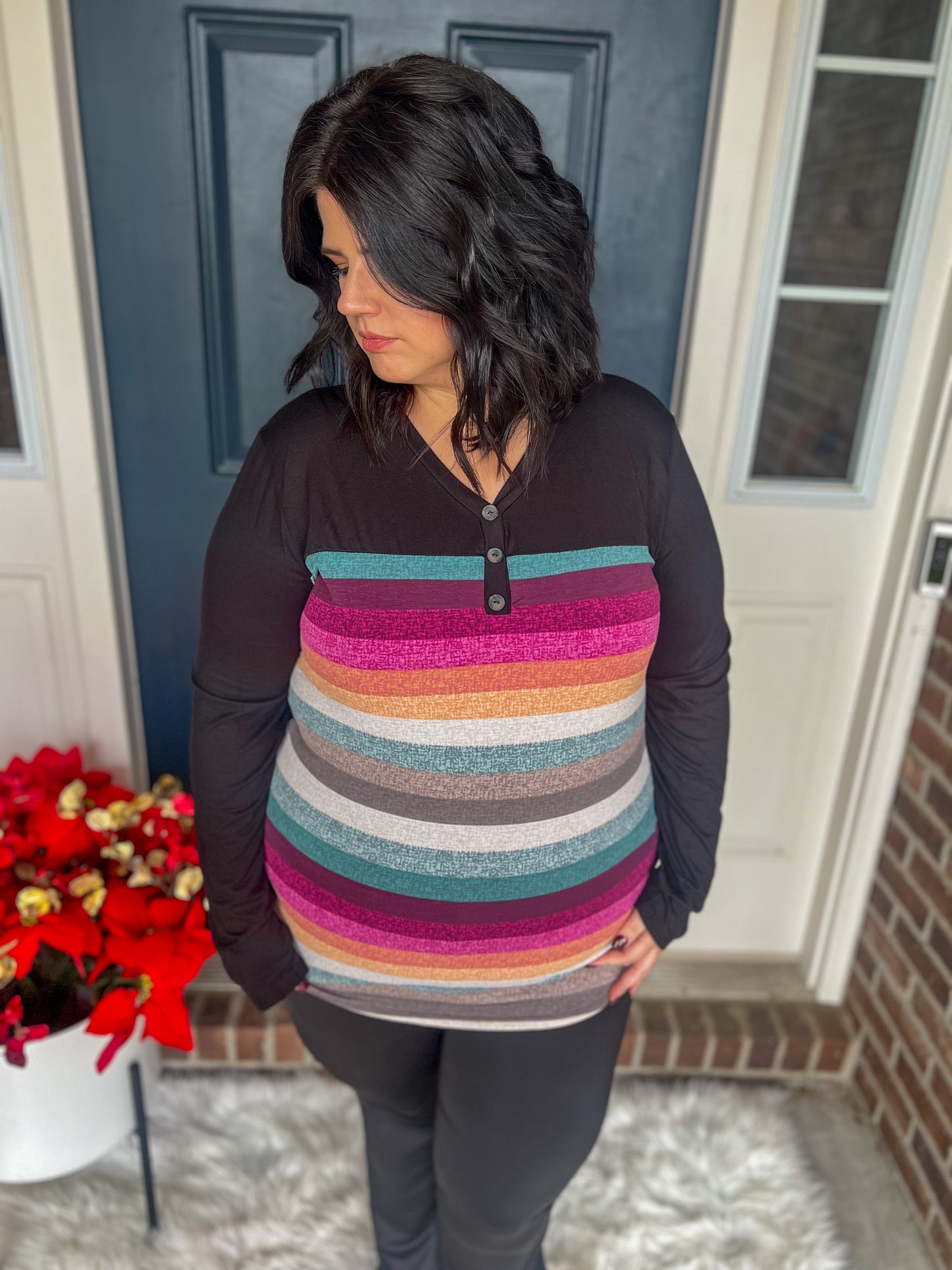 DOORBUSTER Colorful Stripe Long Sleeve Top