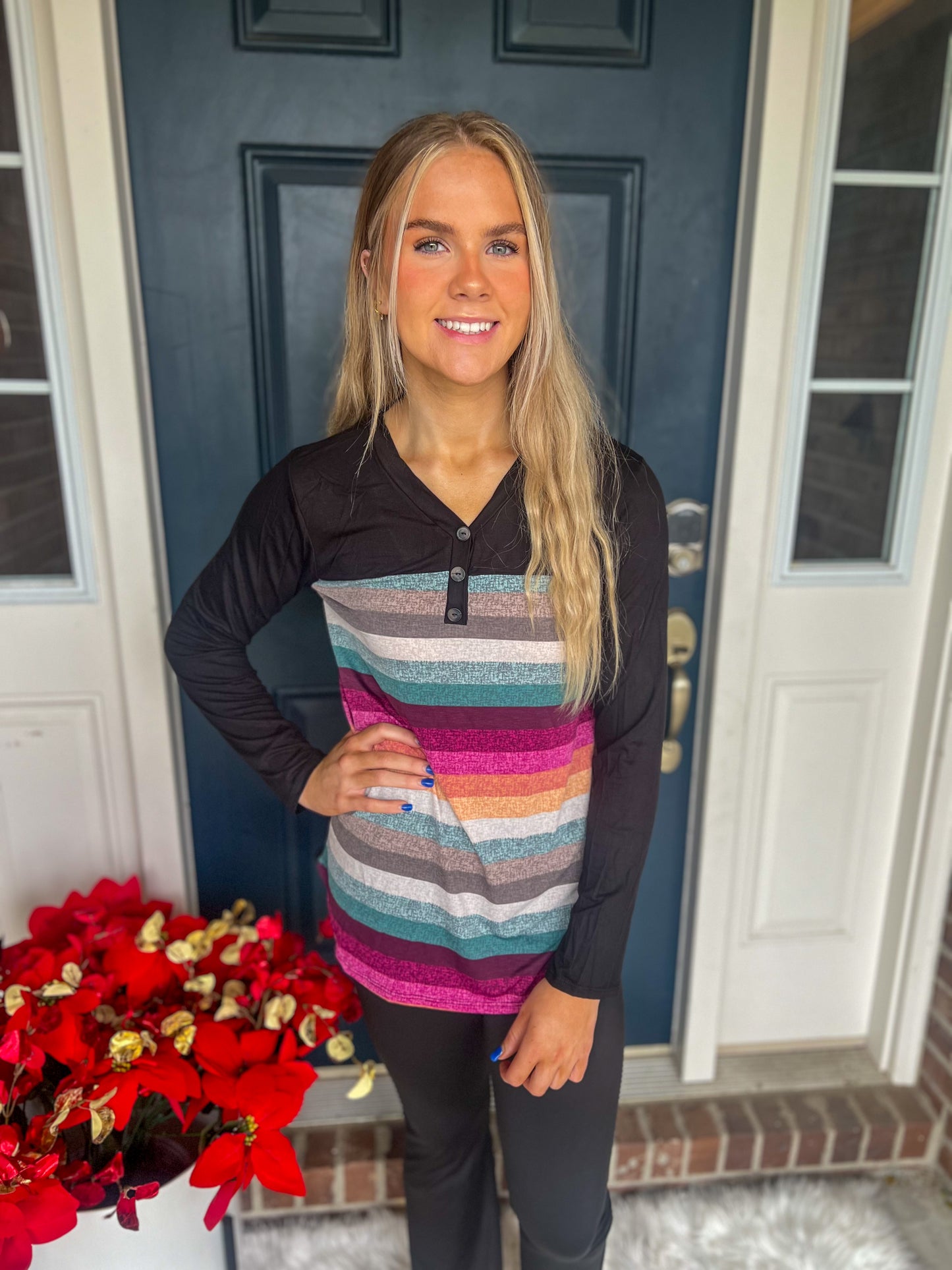 DOORBUSTER Colorful Stripe Long Sleeve Top