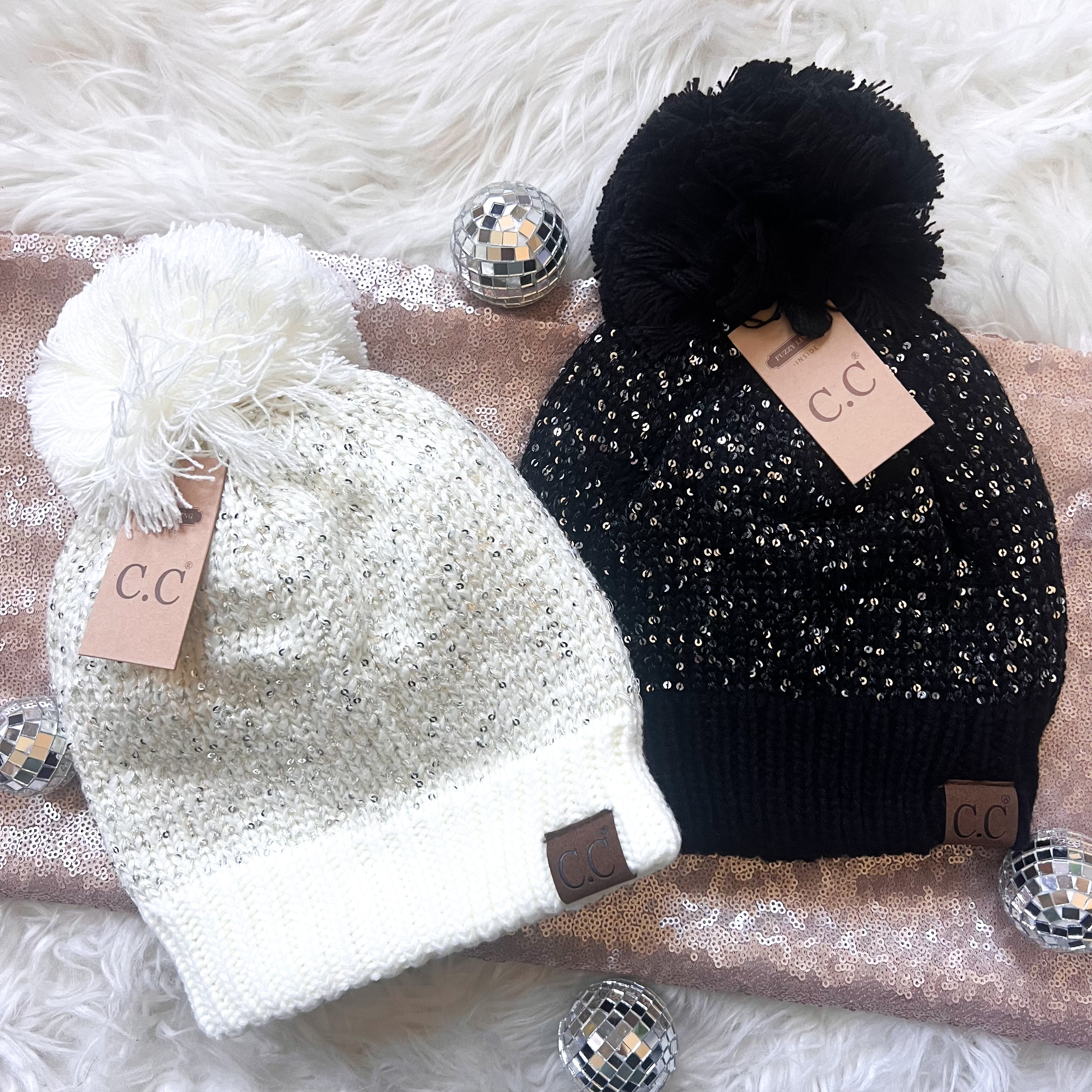 CC Fleece Lined Sequin Beanies - 2 Colors!
