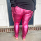 Metallic Skinny Jeans - Hot Pink