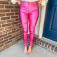 Metallic Skinny Jeans - Hot Pink