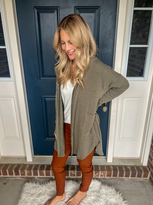 Hits Different Olive Hooded Cardigan