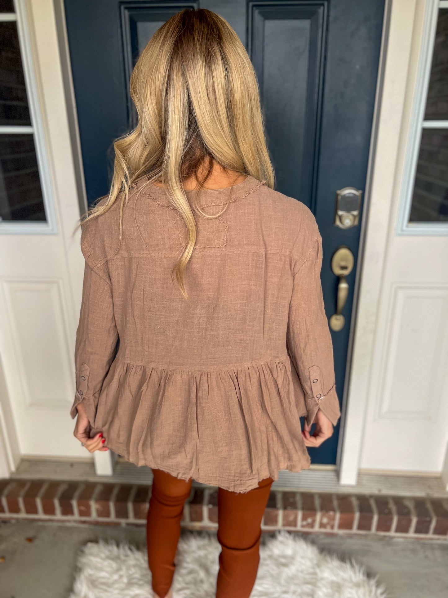 Becca Taupe Babydoll Top