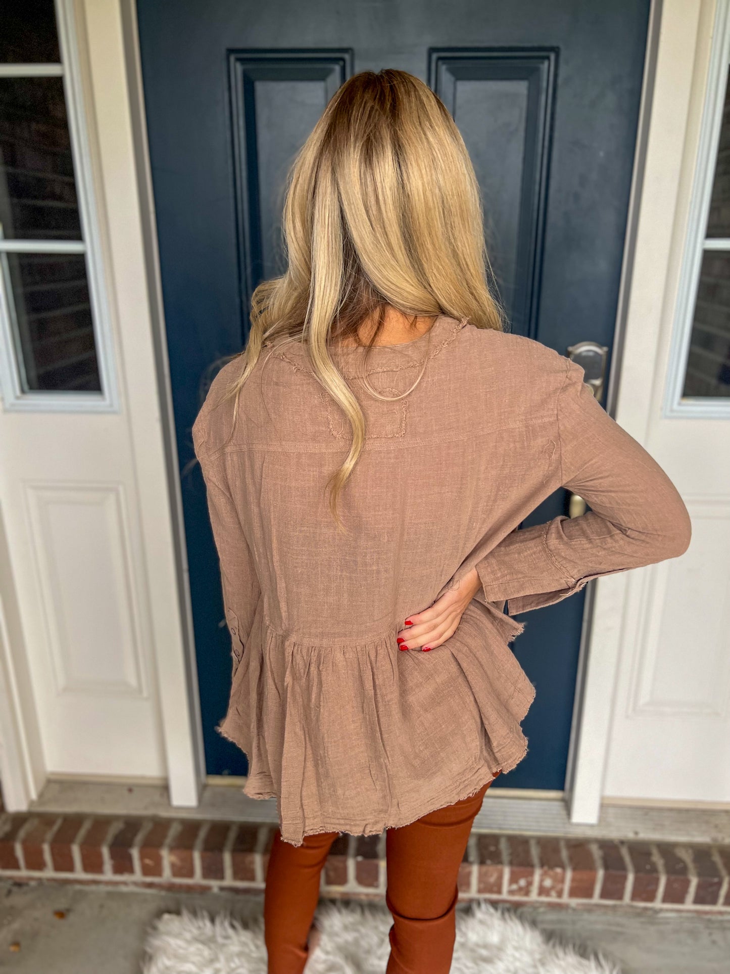 Becca Taupe Babydoll Top