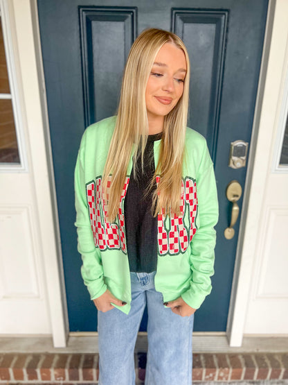 Retro Merry Checkered Cardi Sweatshirt