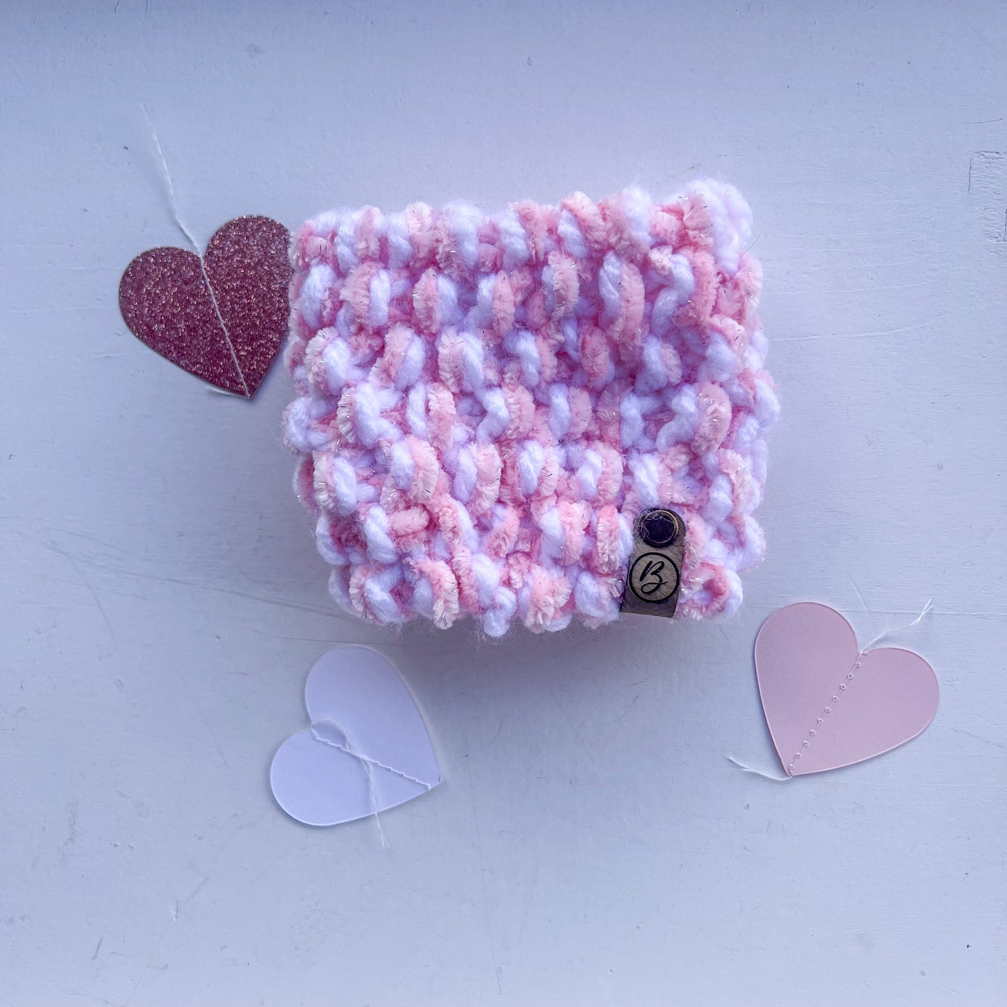 New! Icelyn Pink and White Cup Cozy