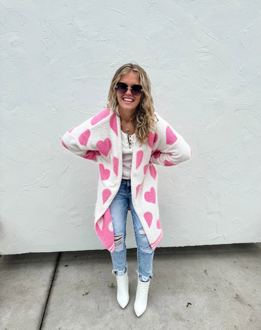 New! PREORDER Pink Heart Cloud Cardigan