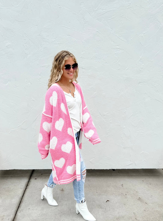 New! PREORDER Pink Heart Cloud Cardigan