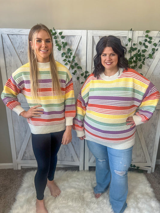 New! Rainbow Stripe Sweater