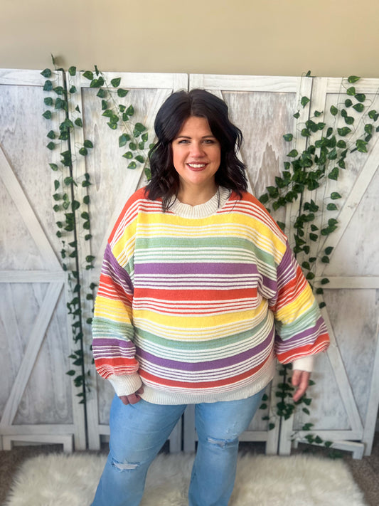 New! Rainbow Stripe Sweater