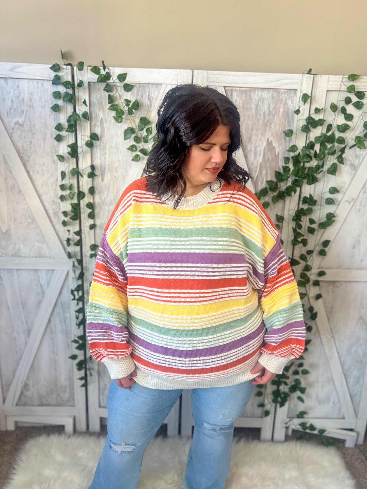 New! Rainbow Stripe Sweater