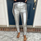 Metallic Skinny Jeans - Silver