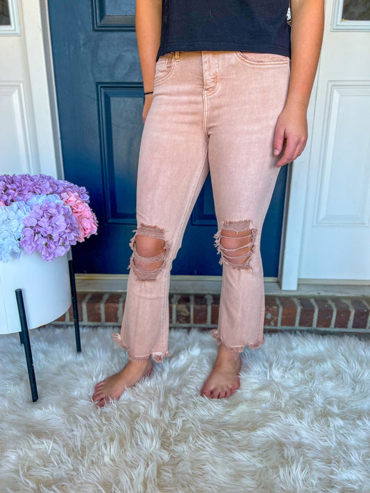 New! Lovervet Anabelle Rose Crop Flare Jeans