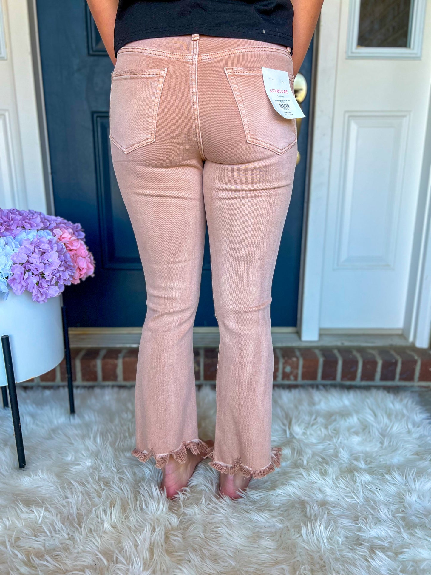 New! Lovervet Anabelle Rose Crop Flare Jeans