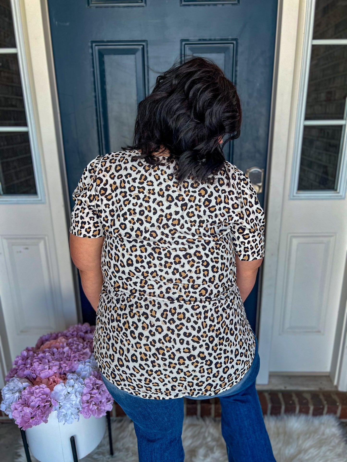 New! Leopard V-Neck Blouse