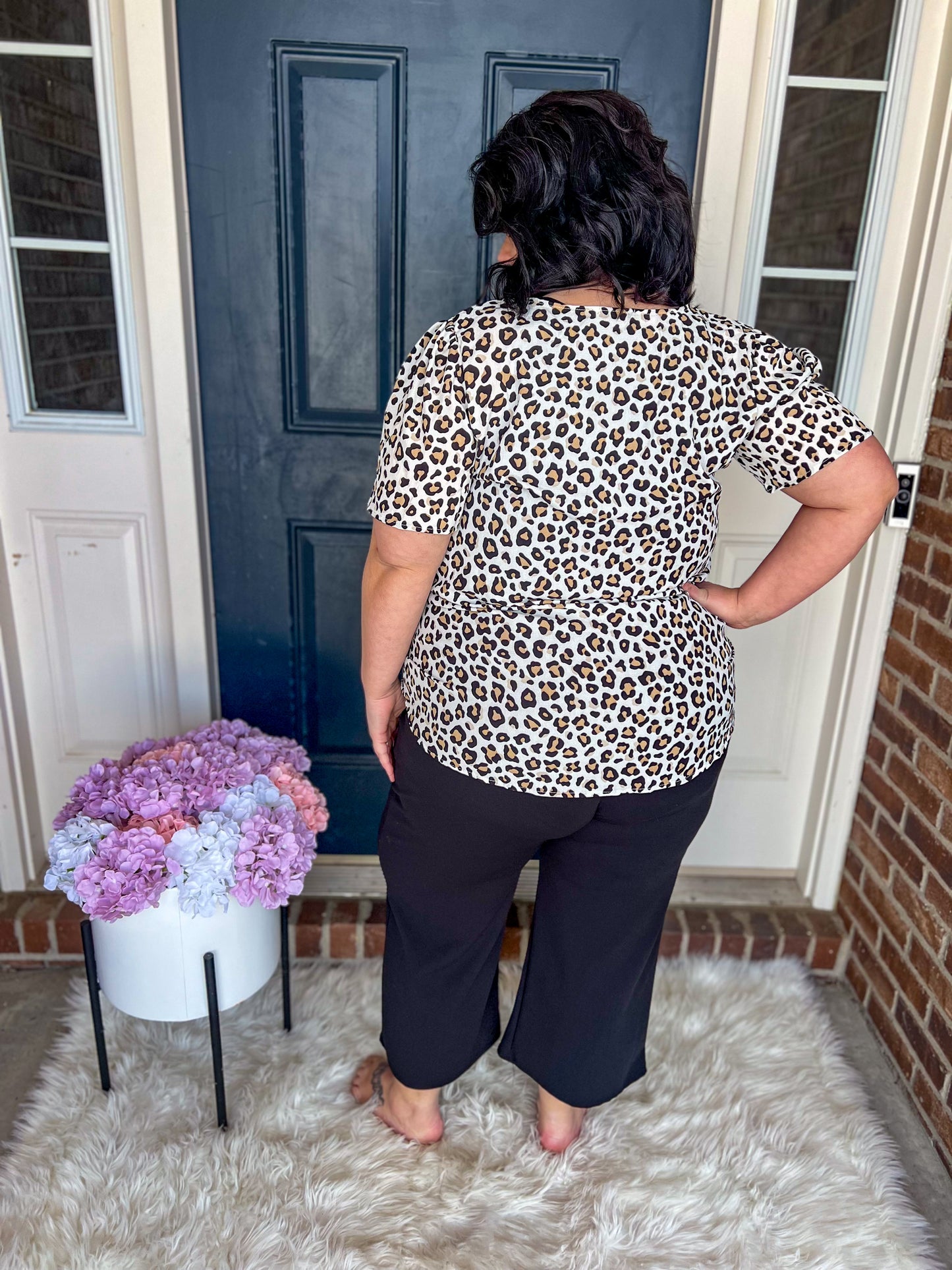 New! Leopard V-Neck Blouse