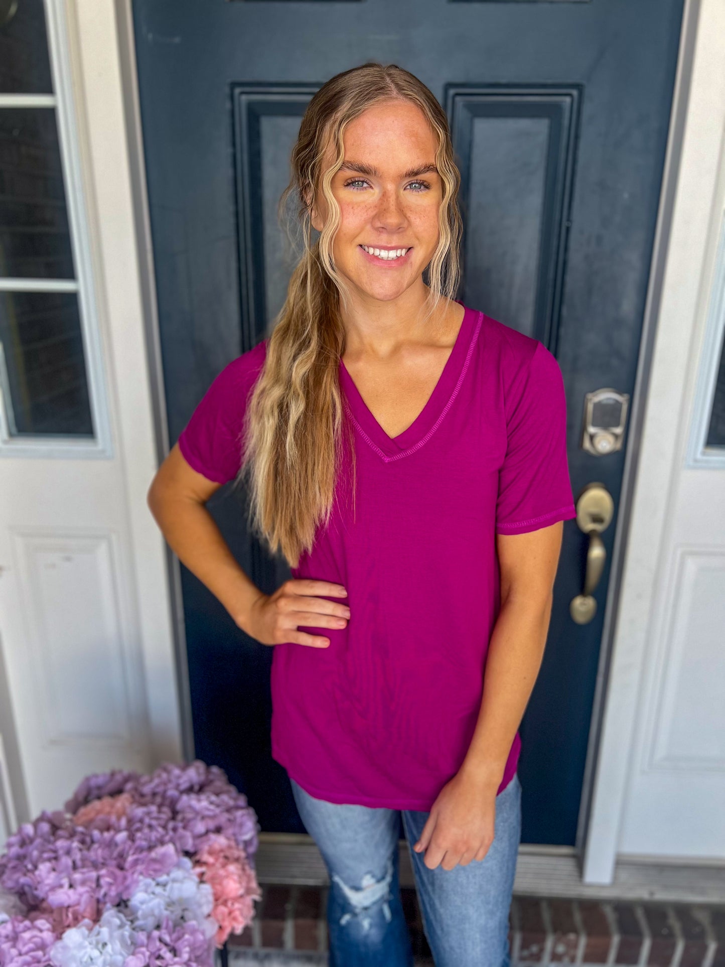 New! Maya V-Neck Top - Magenta