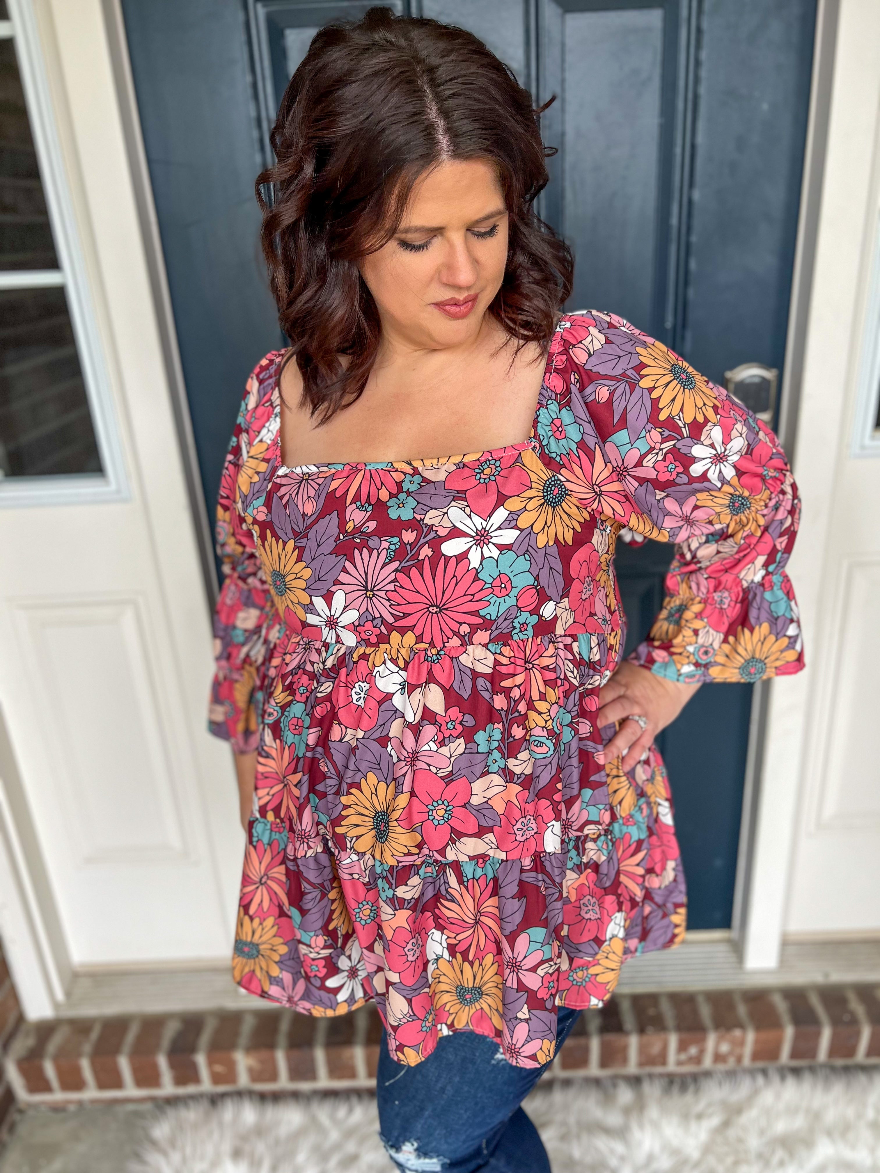 Waiting for You Floral Peasant Blouse