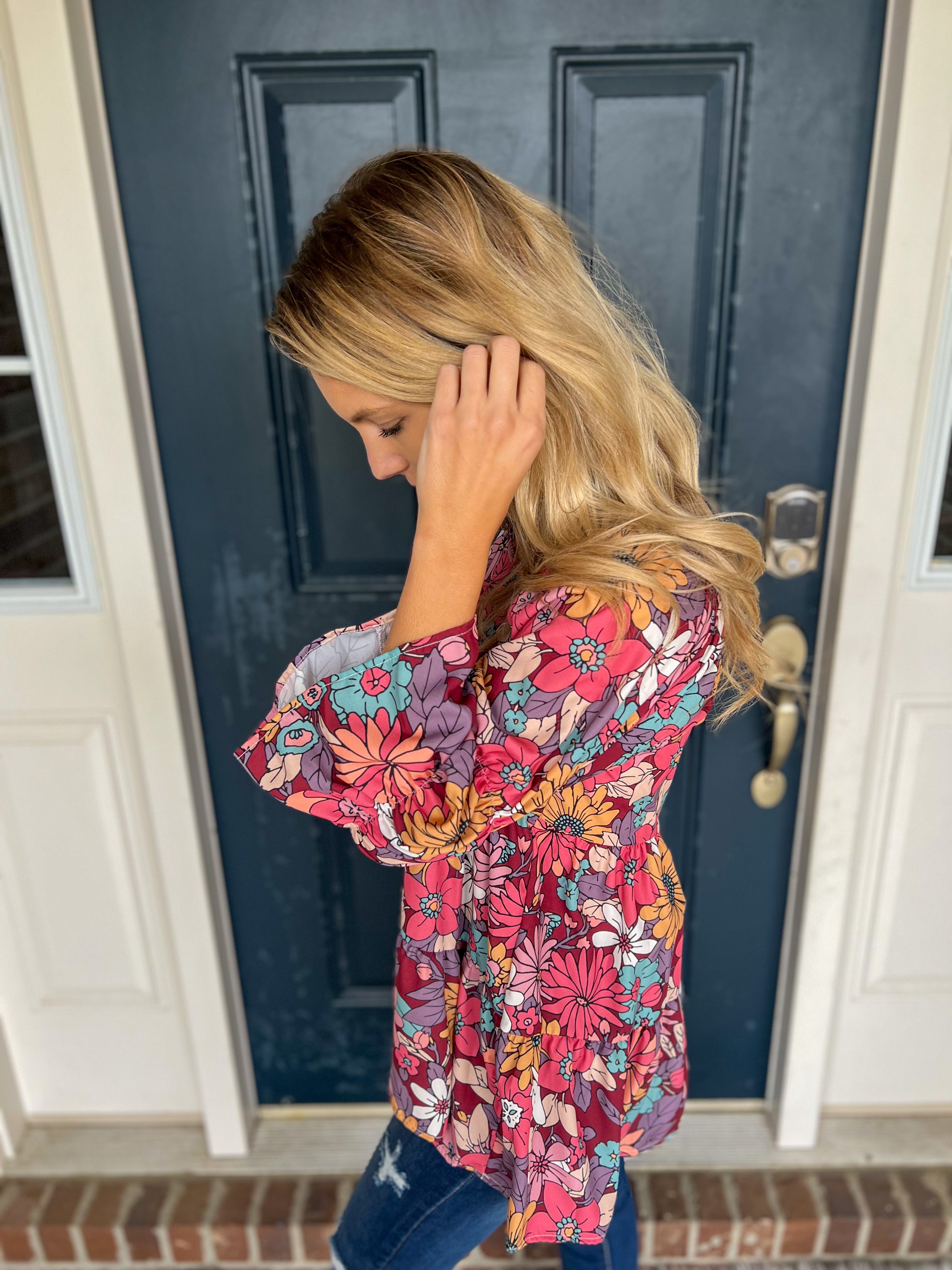 Waiting for You Floral Peasant Blouse