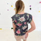 New! Charcoal Floral Short Sleeve Top