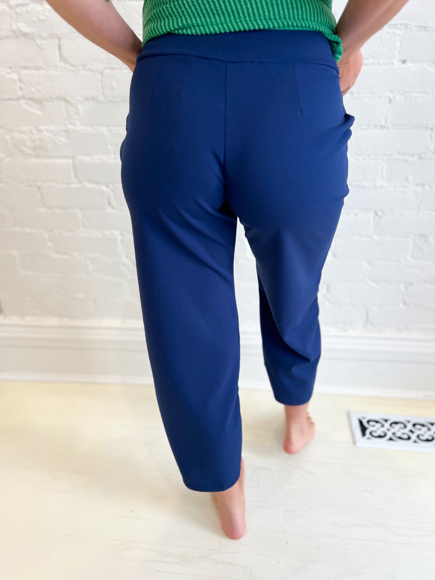 PREORDER New! Lucy Wide Leg Stretchy Crop Pants - Navy