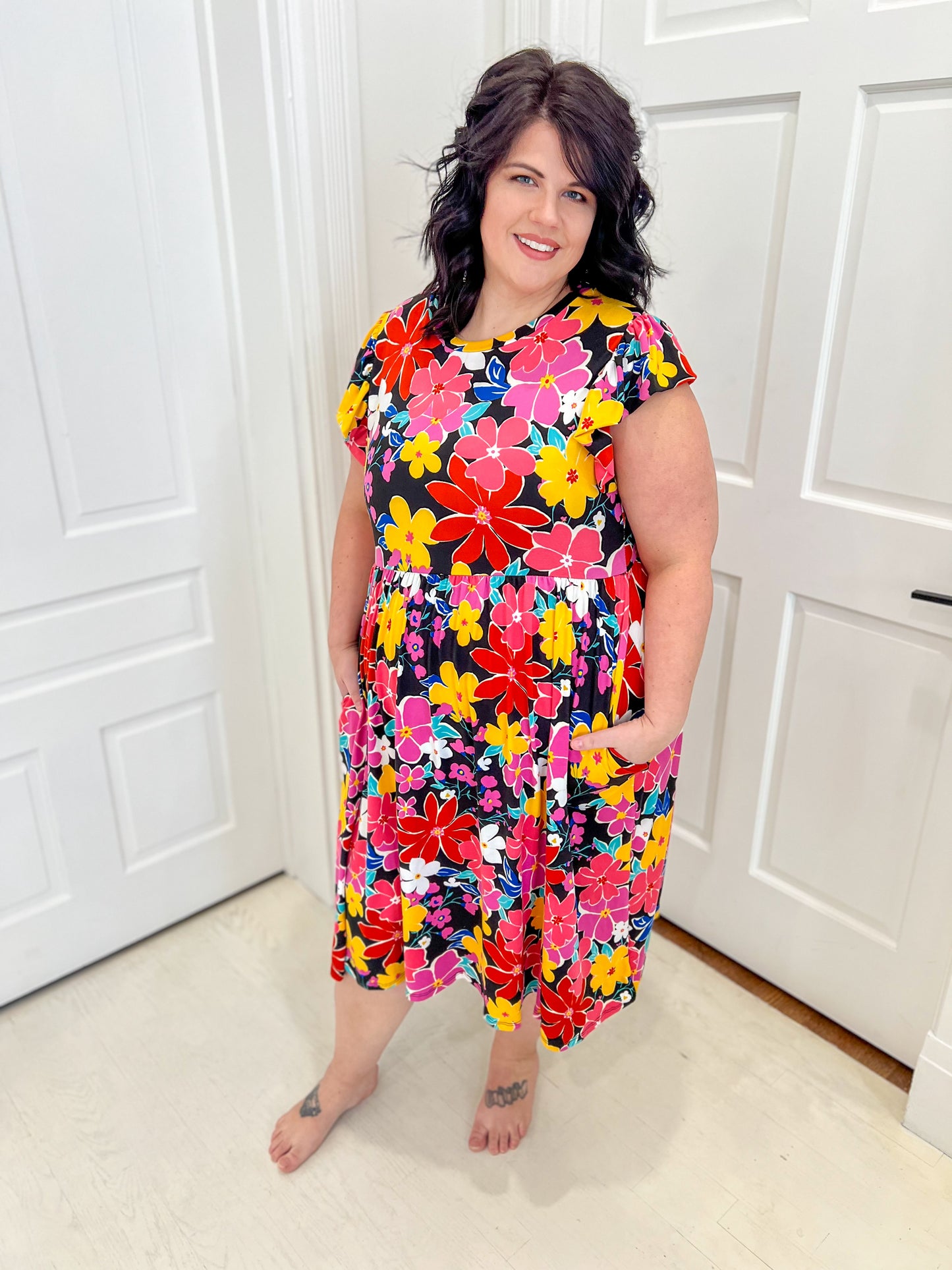 New! Olivia Floral Midi Dress