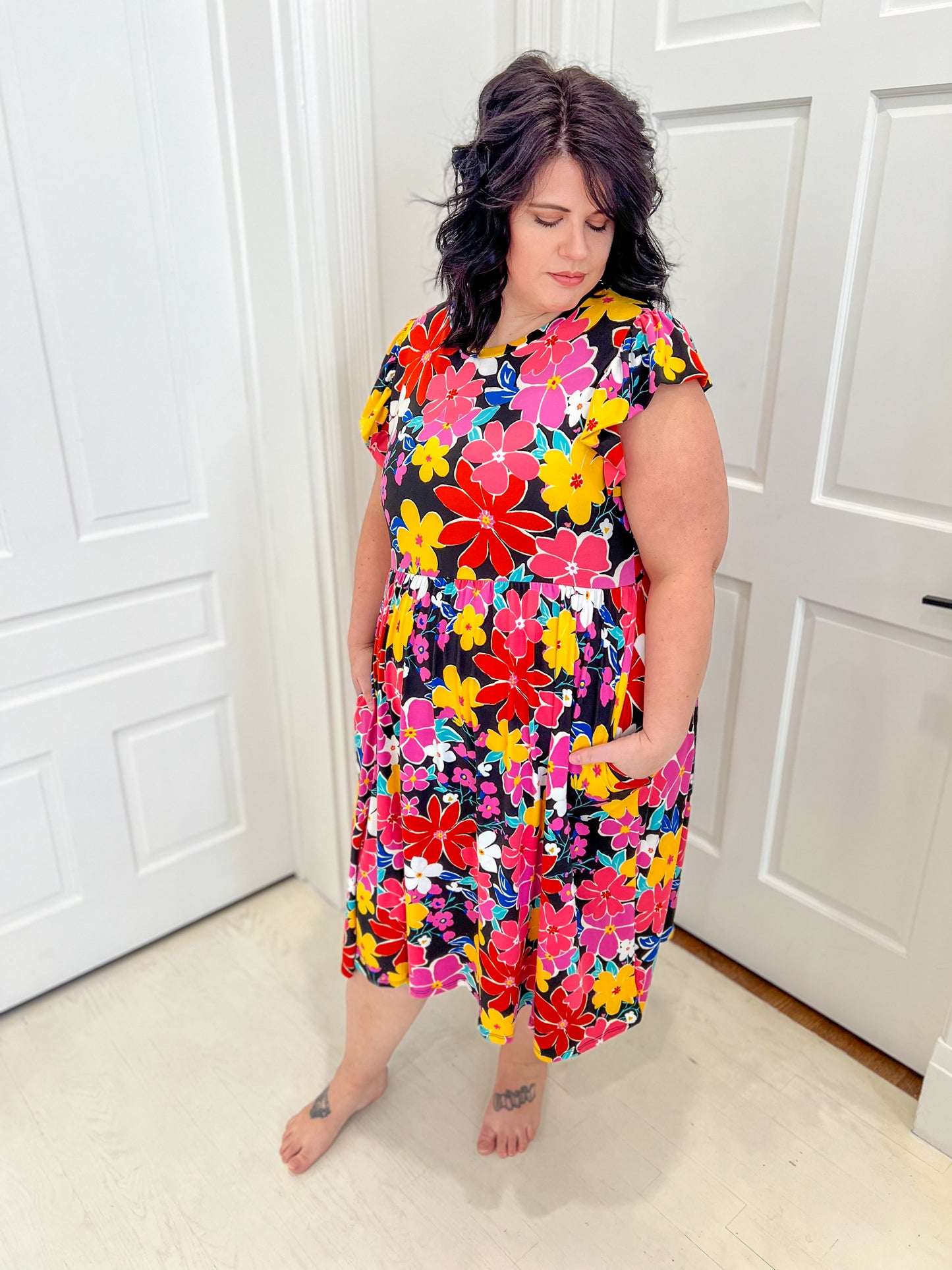 New! Olivia Floral Midi Dress