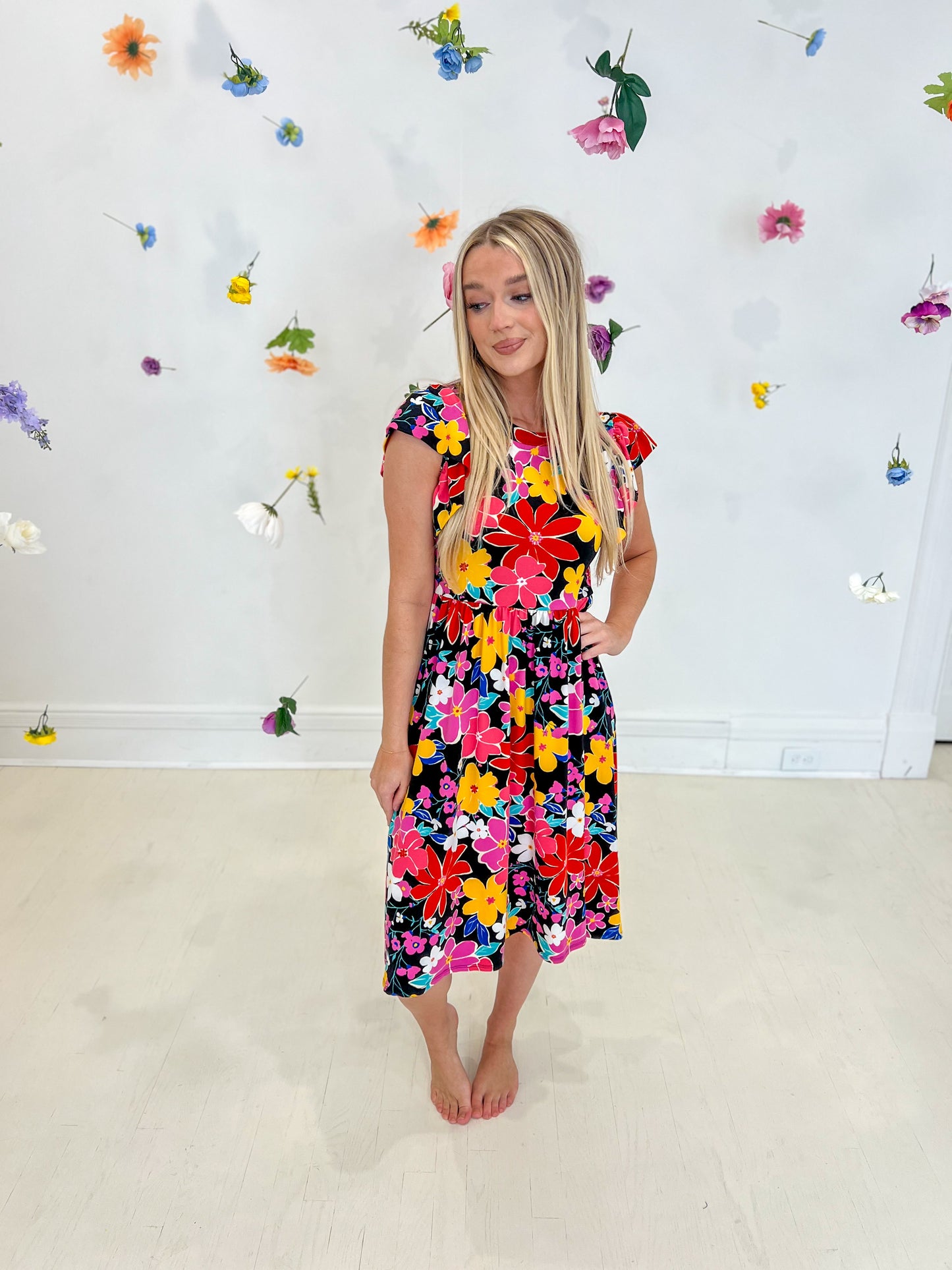 New! Olivia Floral Midi Dress