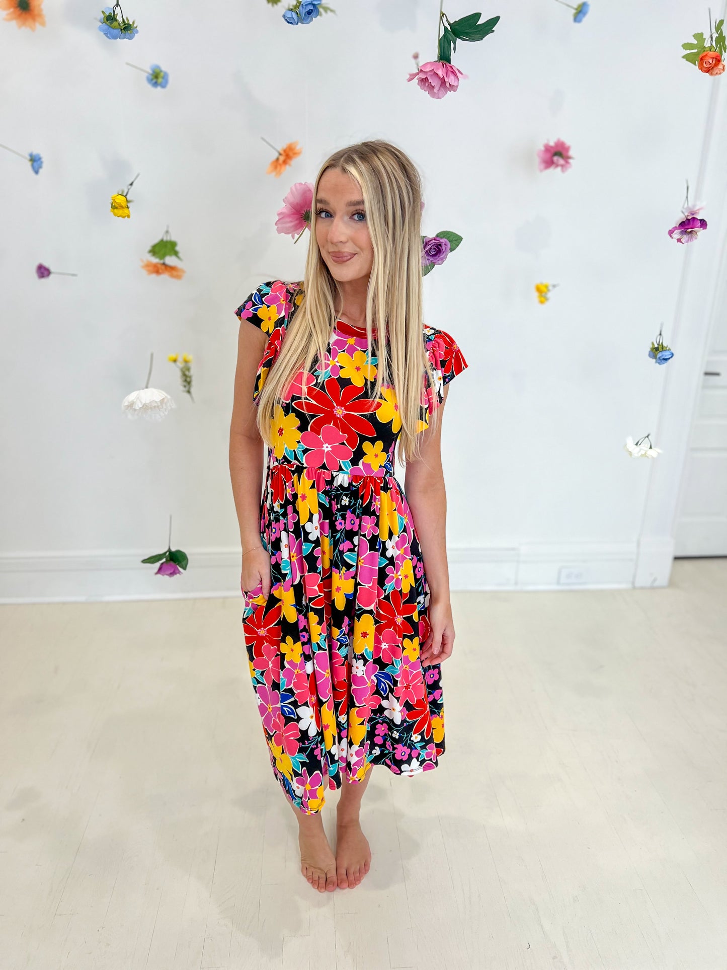 New! Olivia Floral Midi Dress