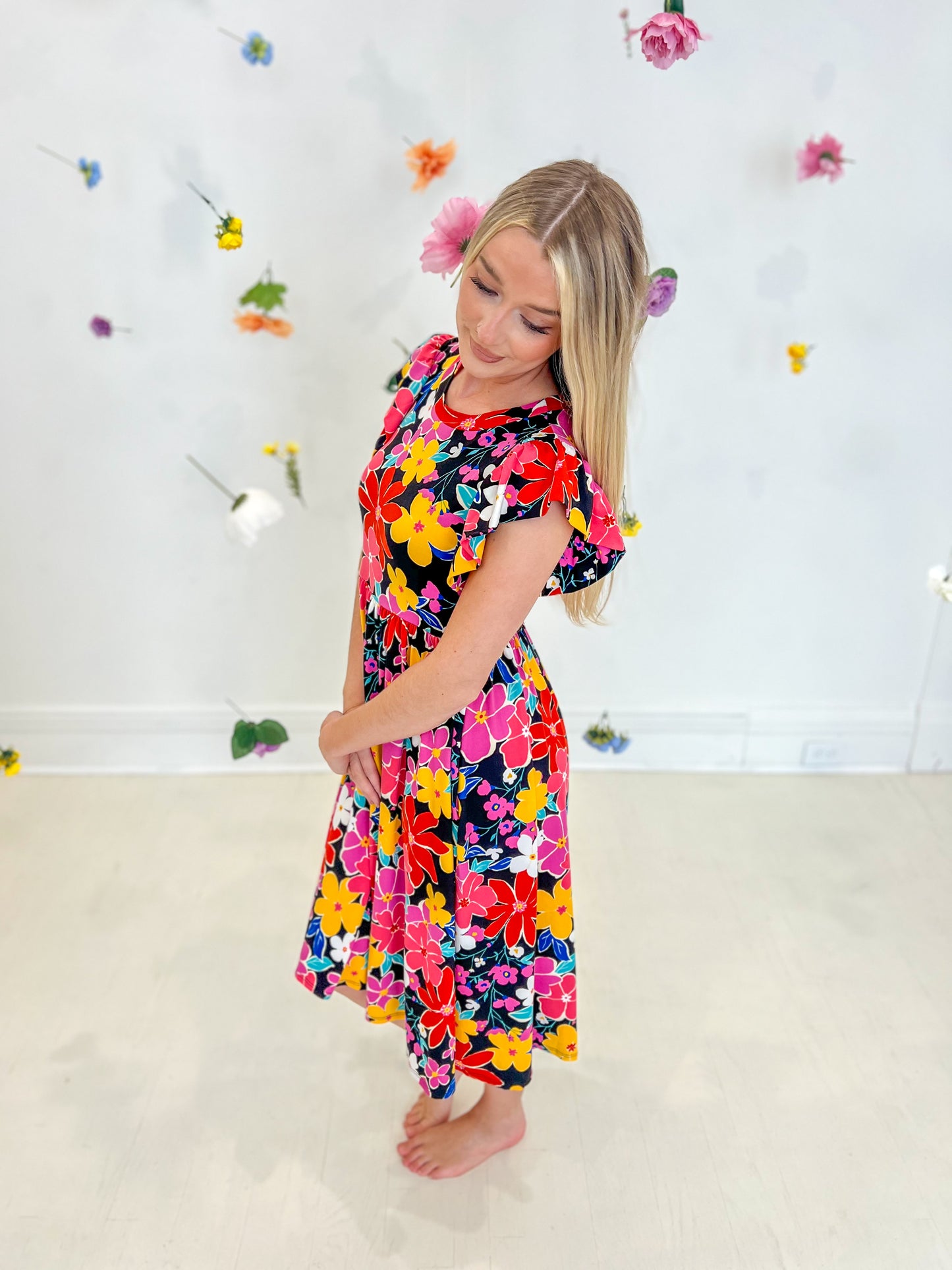 New! Olivia Floral Midi Dress