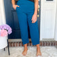 New! Lucy Wide Leg Stretchy Crop Pants - Teal