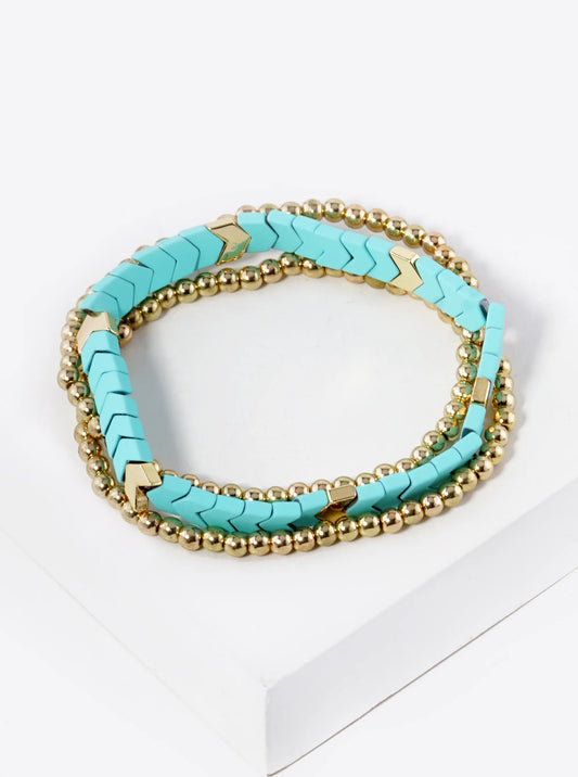 New! Mint and Gold Bracelet Set