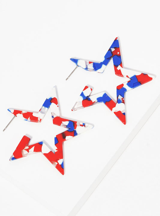 New! Red, White and Blue Star Earrings