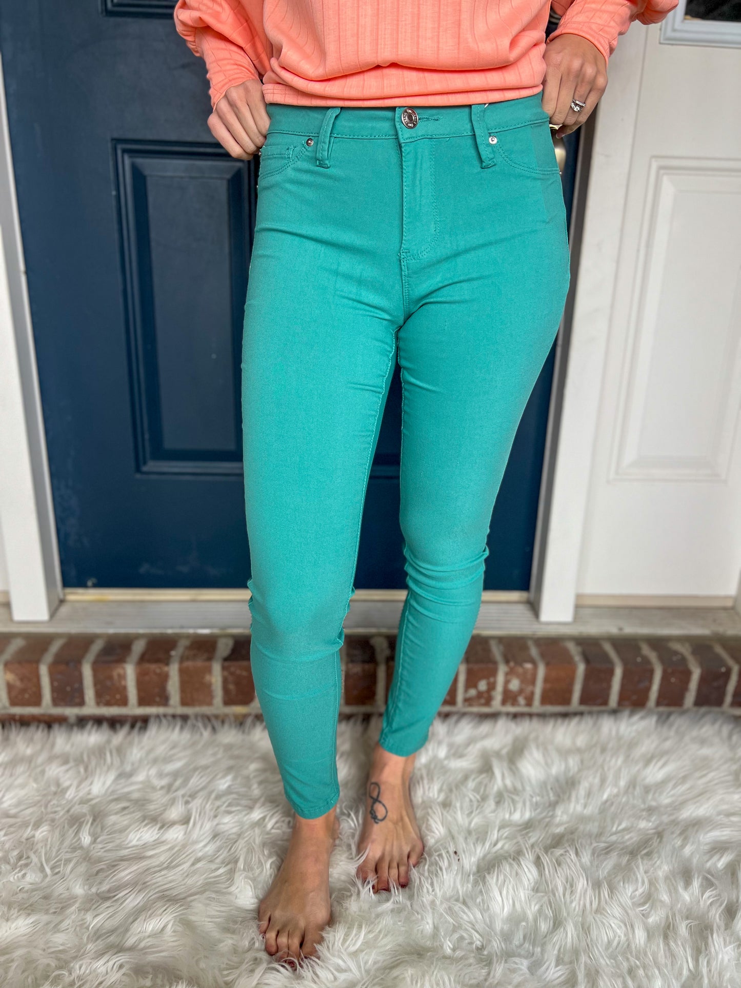 New! Hyperstretch Skinny Jeans - Sea Green