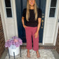 New! Lucy Wide Leg Stretchy Crop Pants - Marsala