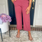 New! Lucy Wide Leg Stretchy Crop Pants - Marsala
