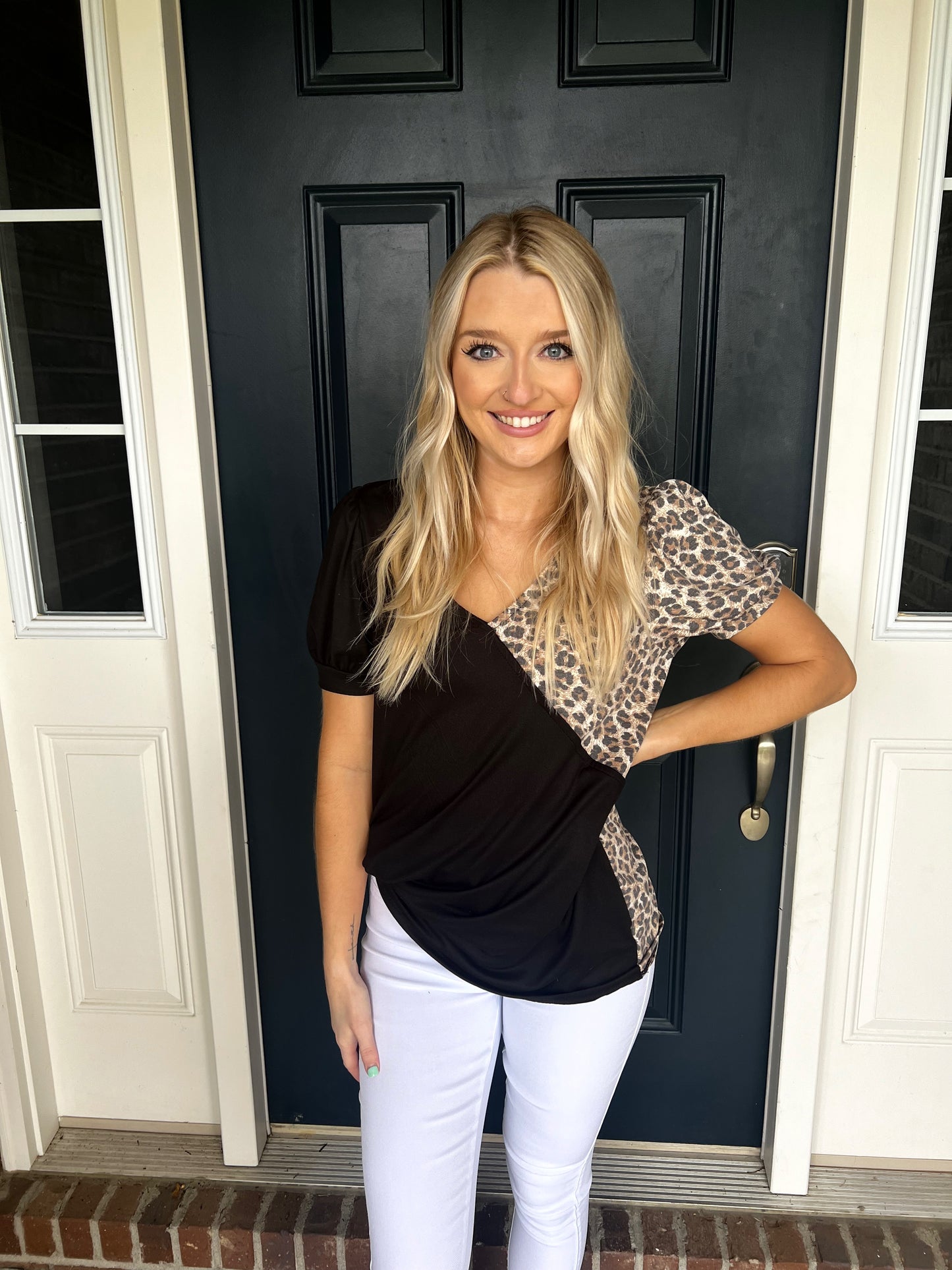 Hadley Black and Leopard Top