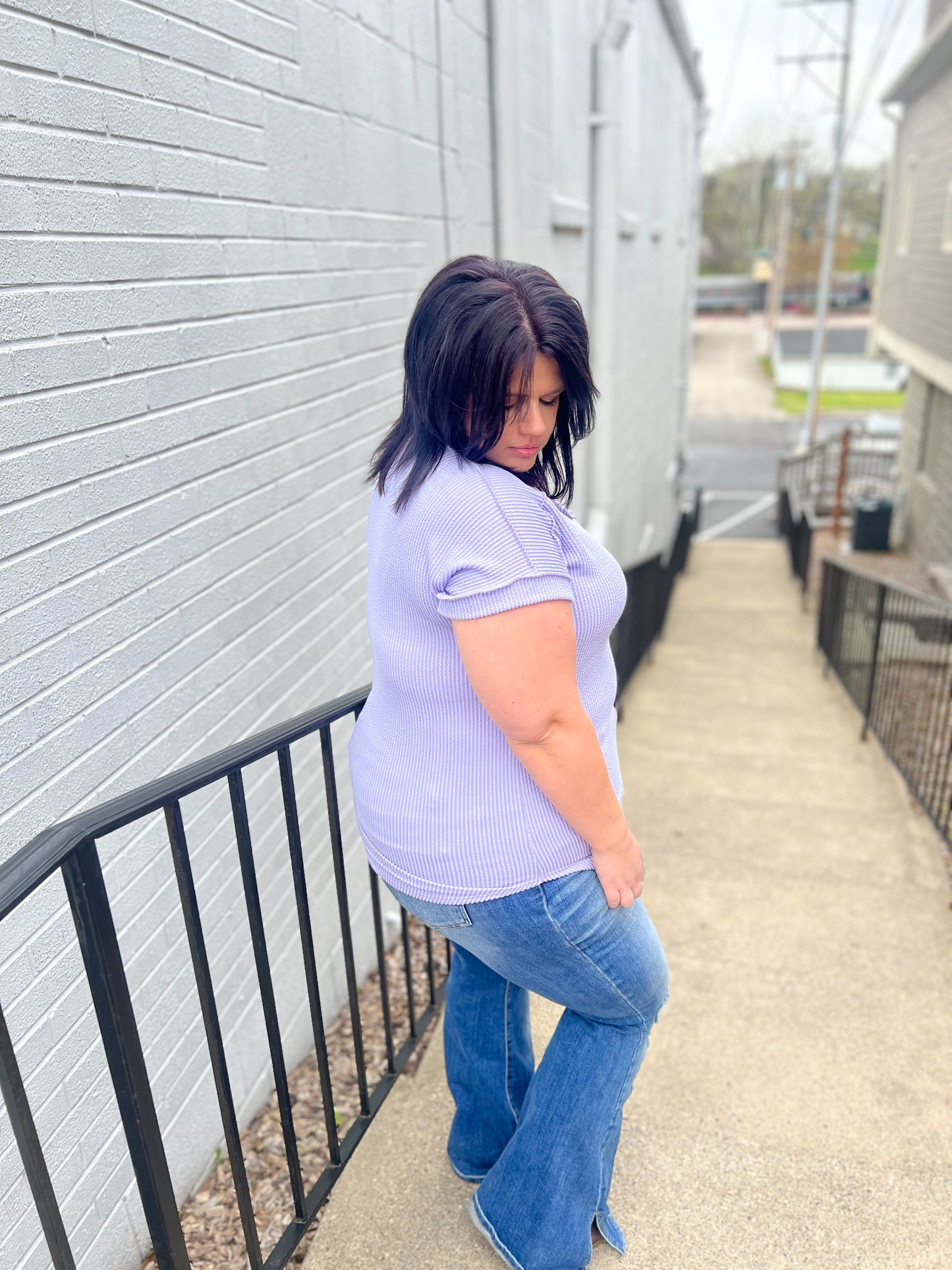 New! Lavender V-Neck Top