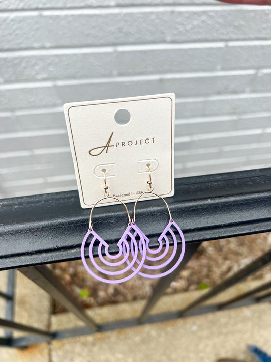 New! Geometric Dangle Earrings - Lavender