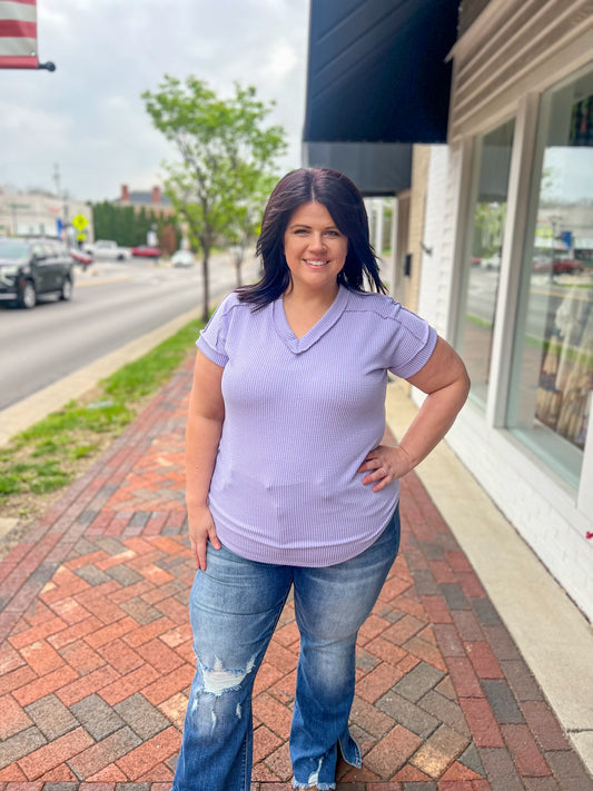 New! Lavender V-Neck Top